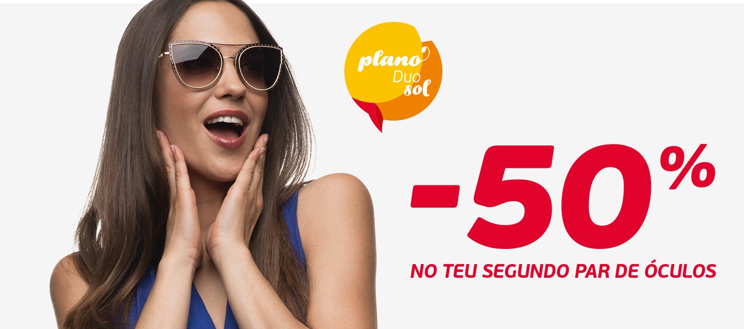 o segundo par de óculos de sol a metade do preço